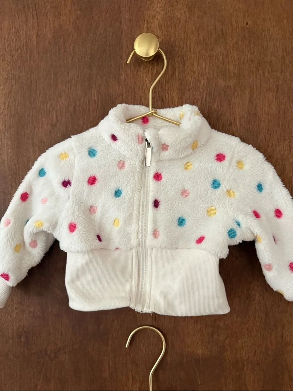 Cozy White Sherpa Baby Set with Multicolor Dots
